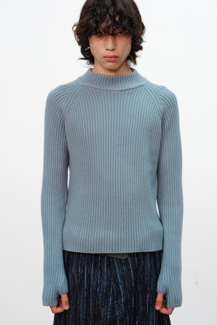 Ribbed Raglan Knit Sweater — JCAESAR — view 2