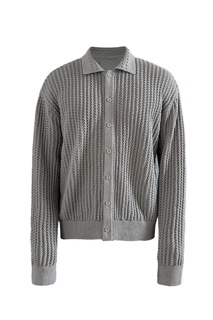 Textured Knit Cotton Cardigan — JCAESAR — view 5
