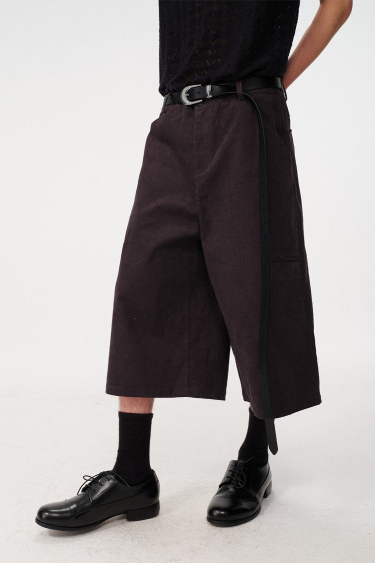 Corduroy Stripe Capri Shorts — JCAESAR — view 4