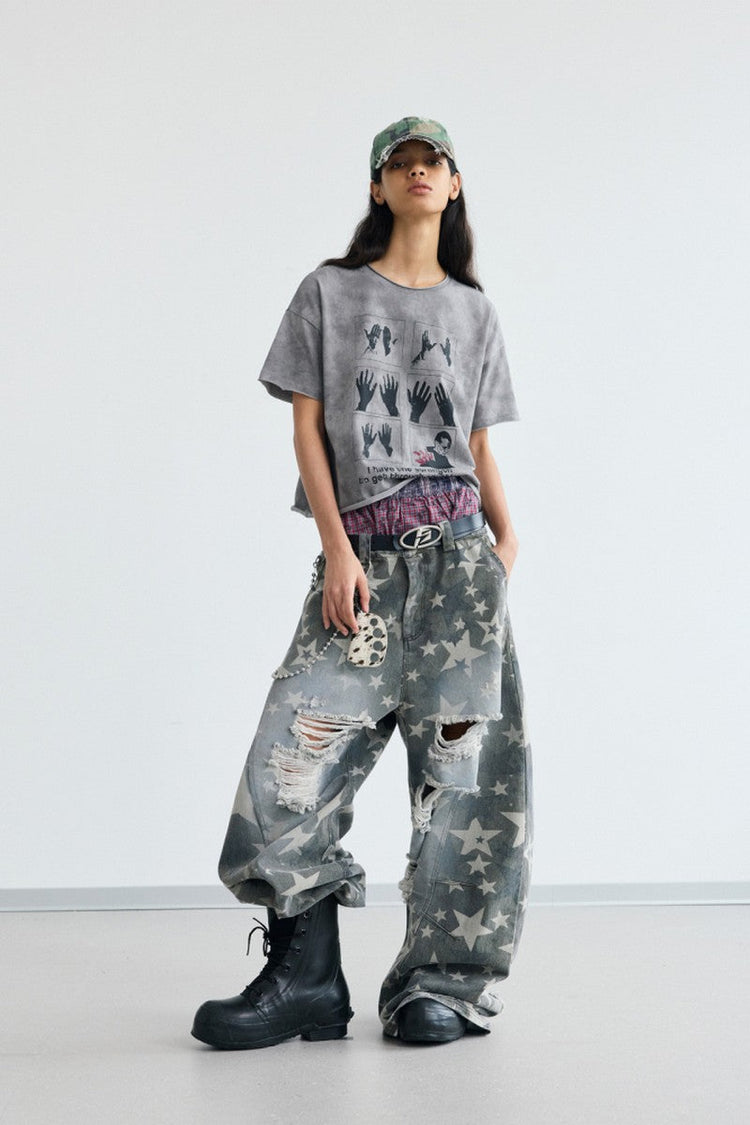 Star Distressed Wide Jeans — PeopleStyle — view 2