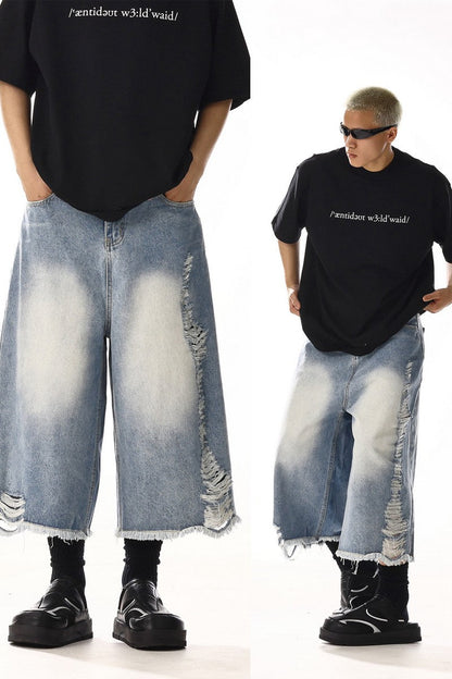 Distressed Raw Hem Jeans