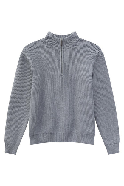 Heavyweight Half Zip Knit Sweater