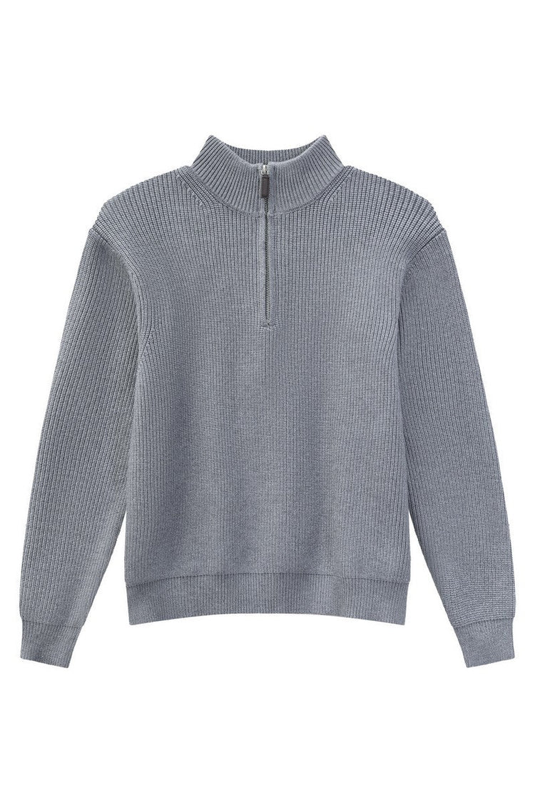 Heavyweight Half Zip Knit Sweater — Turntide — view 7