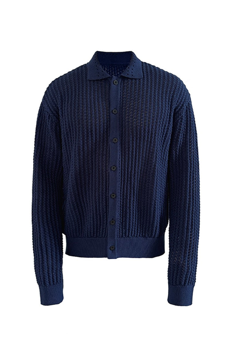 Textured Knit Cotton Cardigan — JCAESAR — view 6