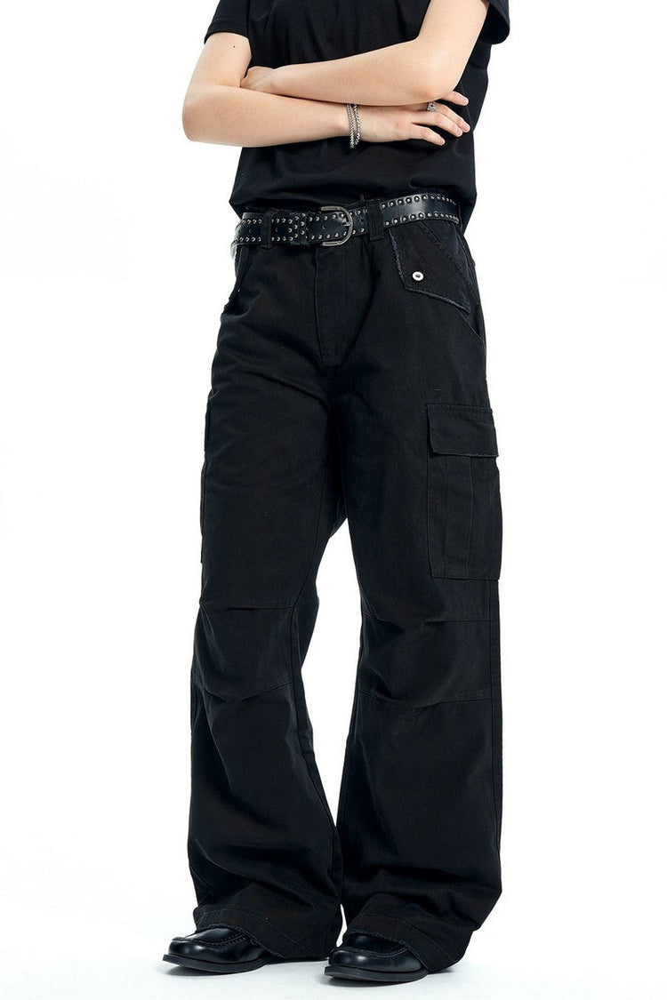 Distressed Washed Cargo Pants — Trenqor Basics — view 2