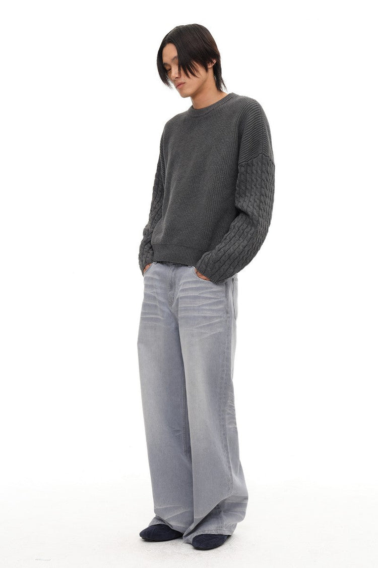 Cable Sleeve Cotton Sweater