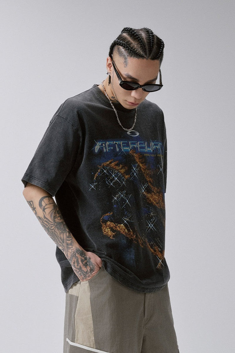 Distressed Washed Graphic T Shirt — F2CE