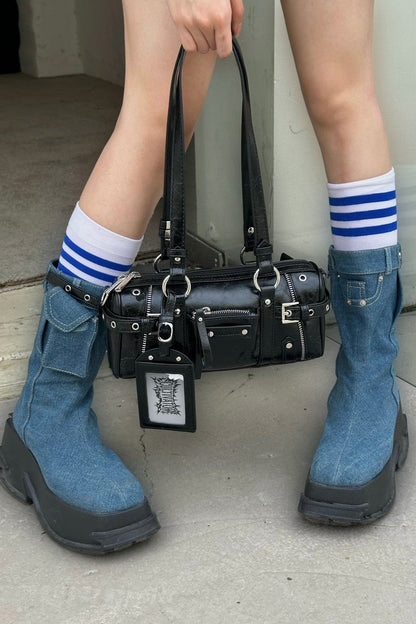 Y2K Biker Baguette Bag