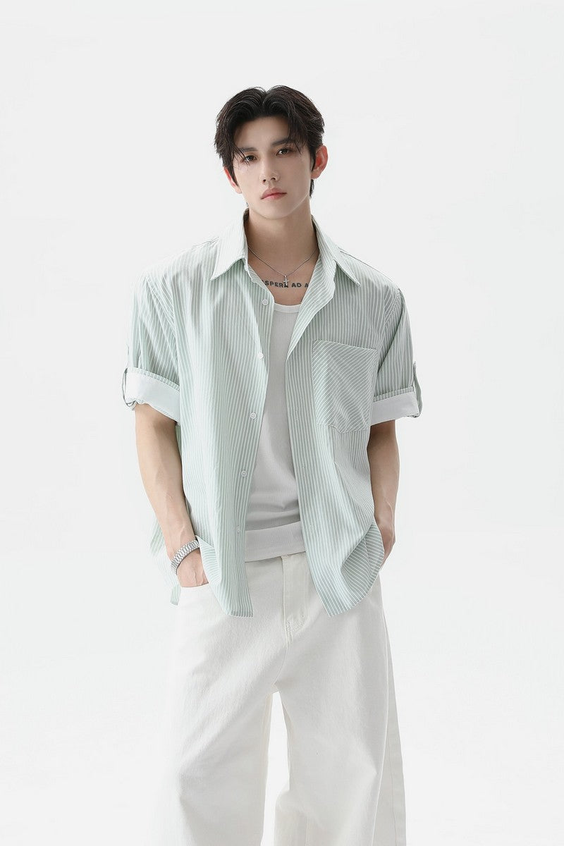 Washed Cotton Striped Shirt