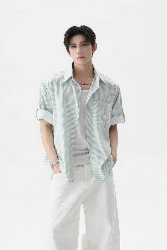 Washed Cotton Striped Shirt