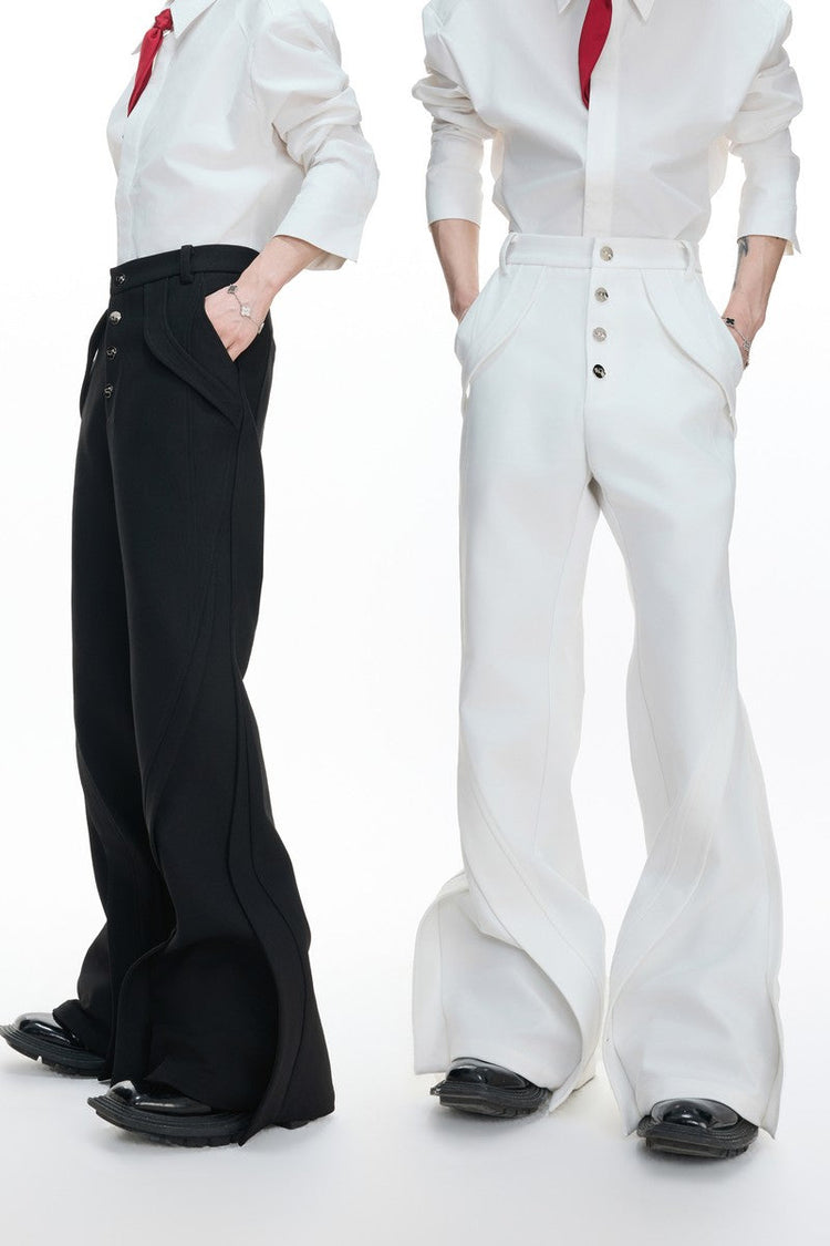 Deconstructed Flare High Waist Pants