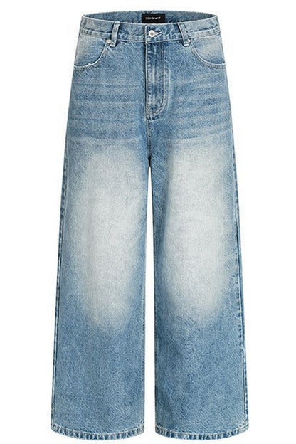 Straight Washed Dragging Jeans