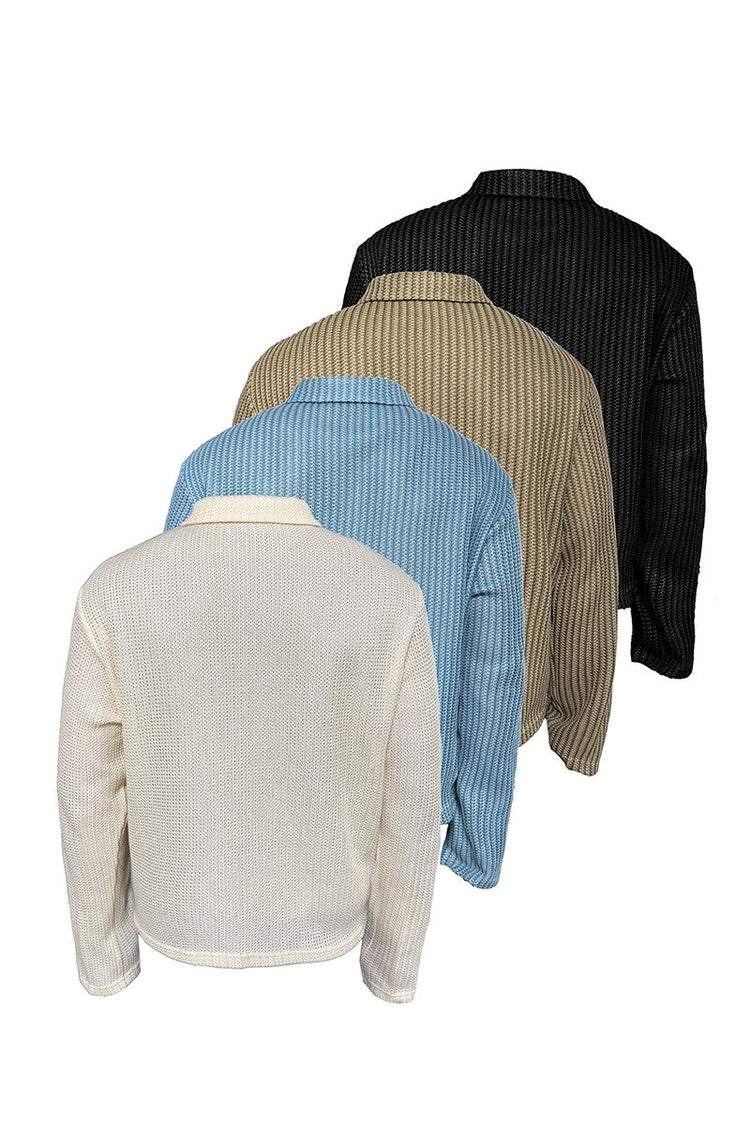 Woven Textured Long Sleeve Shirt — JCAESAR — view 2