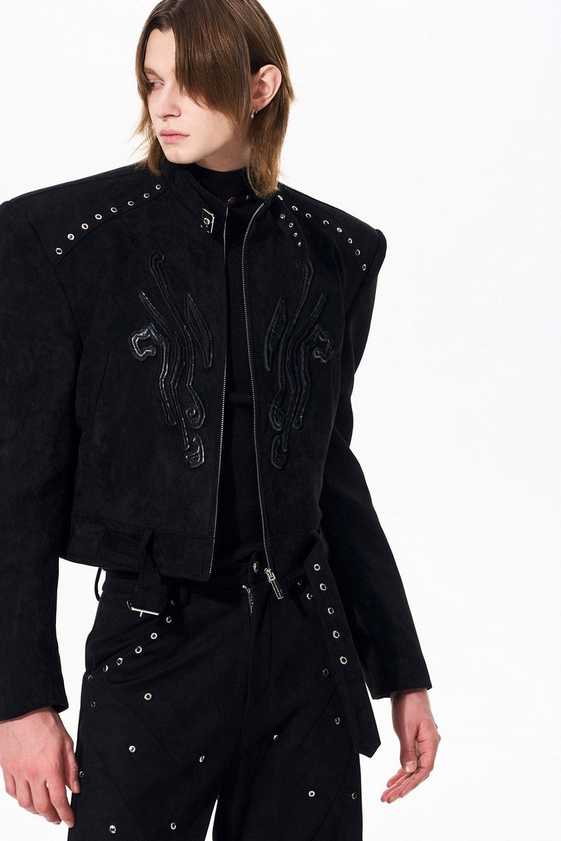 Suede Panel Padded Jacket