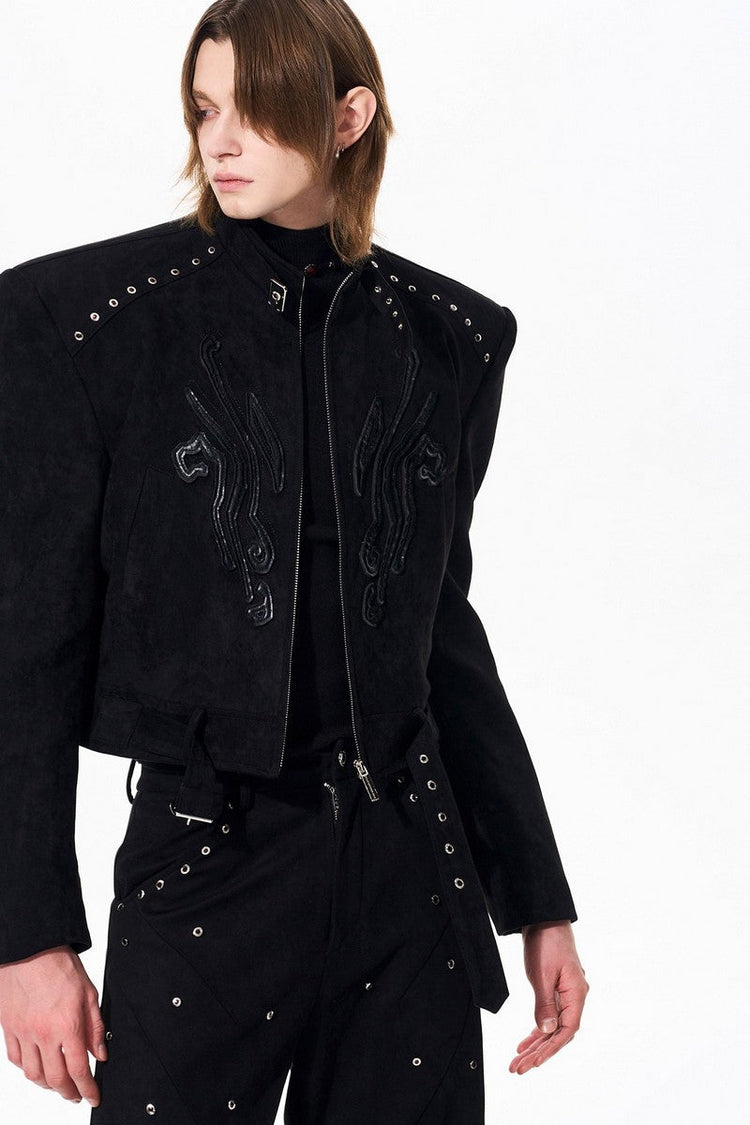 Suede Panel Padded Jacket — STARTEXCEEDEND — view 3