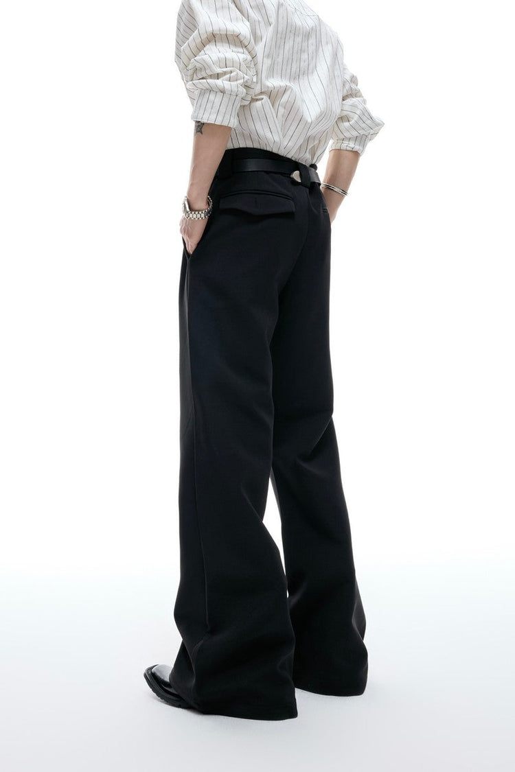 Lipstick Print Pleated Flare Trousers — Argue Culture — view 3