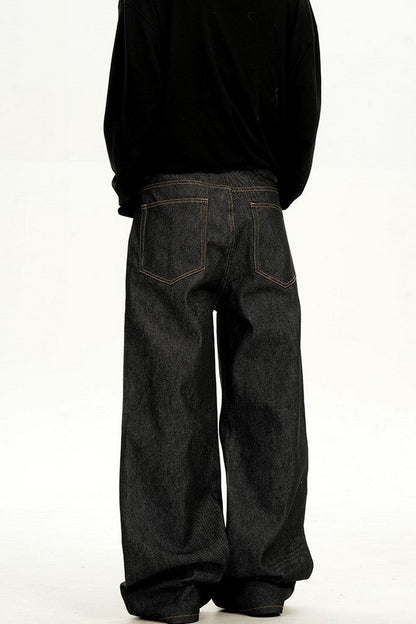 Raw Black Straight Jeans