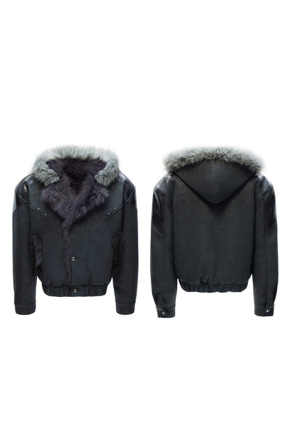 Faux Fur Pattern Puffer Jacket