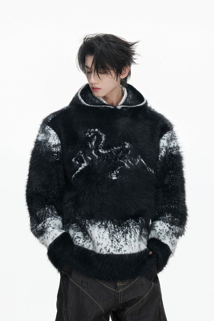 Gradient Faux Mink Hoodie Sweater