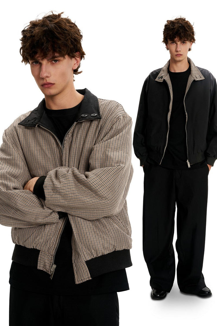Reversible Houndstooth Collar Jacket — Trenqor Basics — view 2