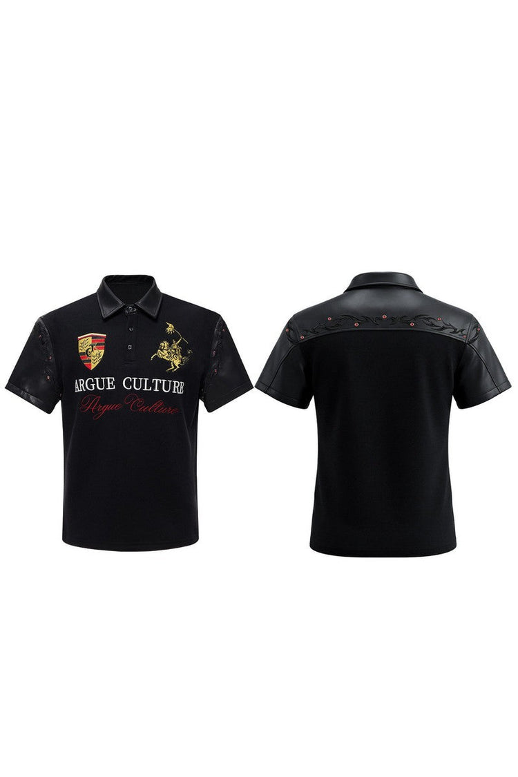 Leather Patch Studded Polo — Argue Culture — view 6