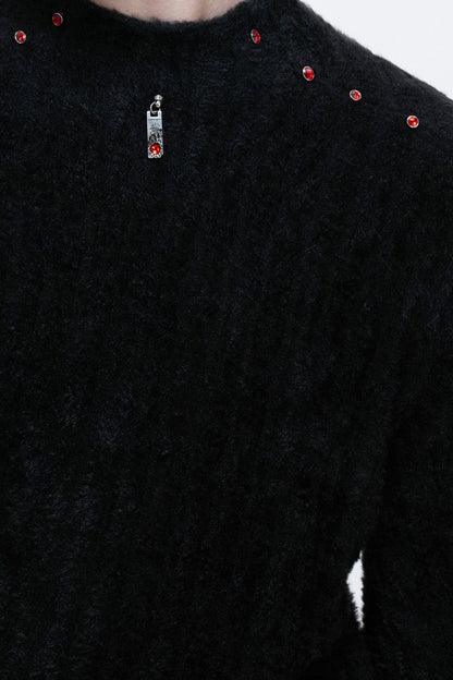 Embellished Padded Shoulder Long Sleeve