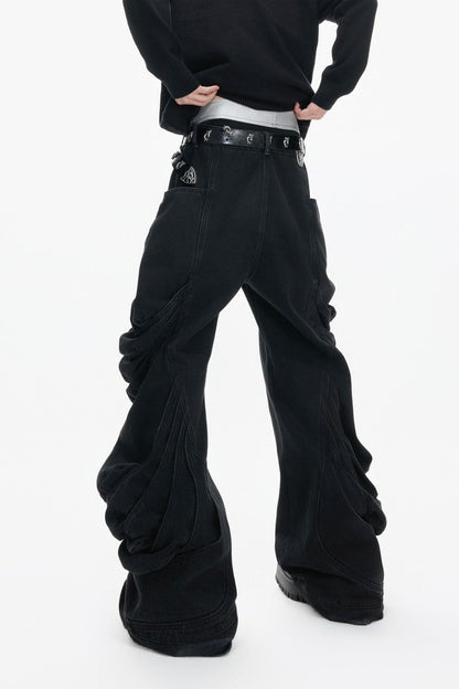 Deconstructed Washed Stacked Jeans