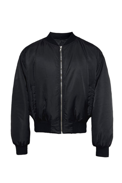 Pleated Bomber Cotton Jacket