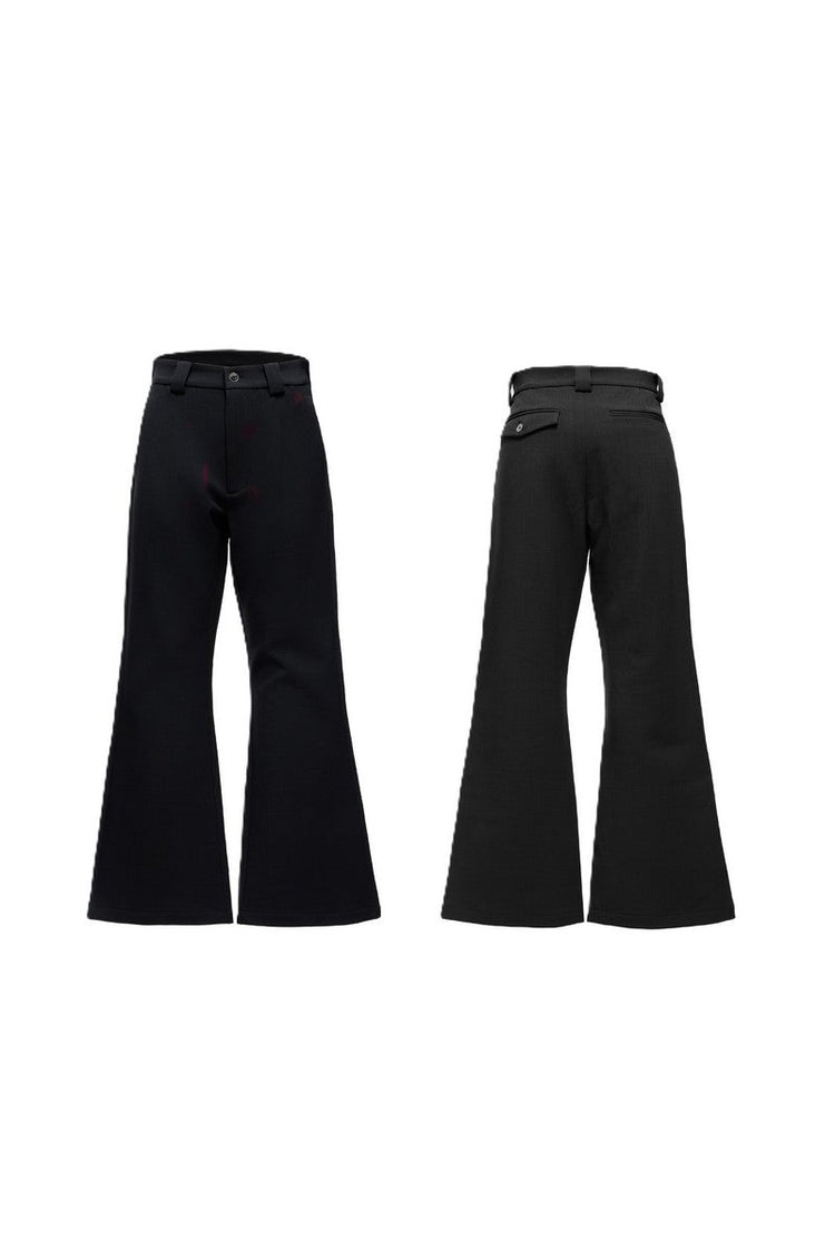 Lipstick Print Pleated Flare Trousers — Argue Culture — view 7