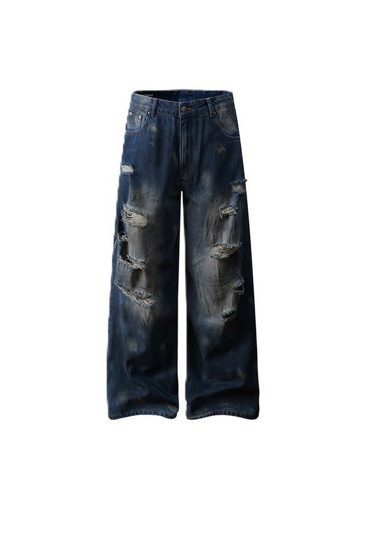 Wasteland Ripped Straight Jeans — Trenqor Basics — view 2