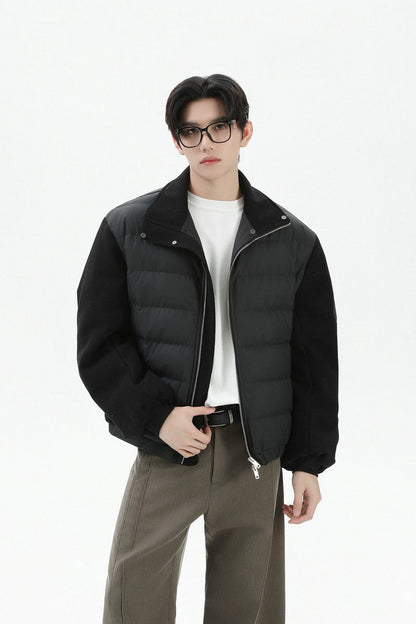 Fur Collar PU Puffer Jacket