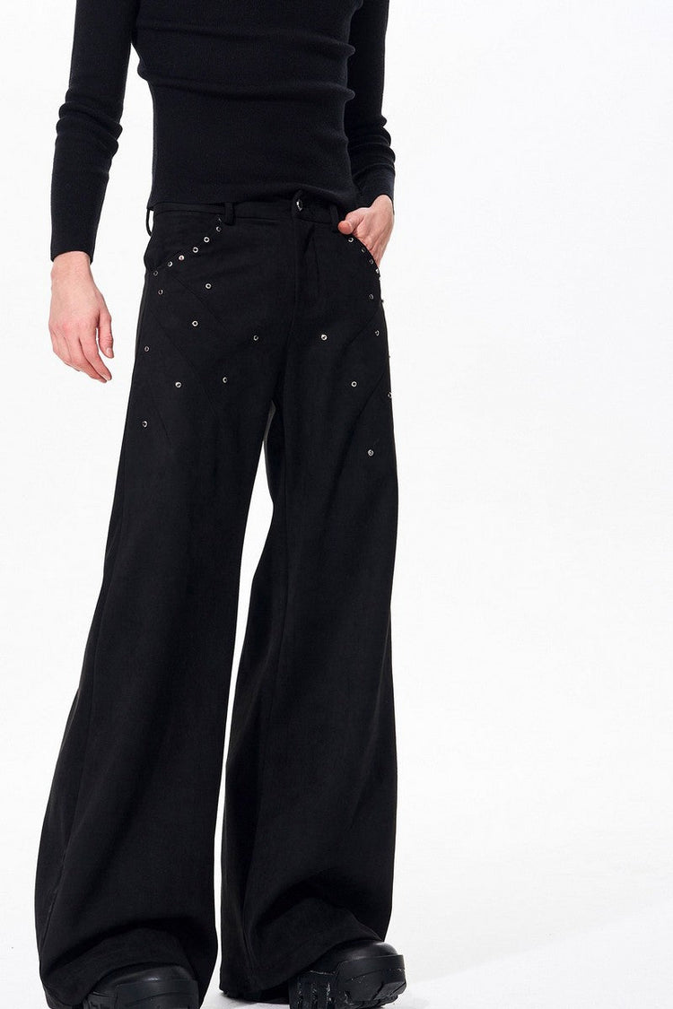 Suede Studded Straight Pants — STARTEXCEEDEND — view 4