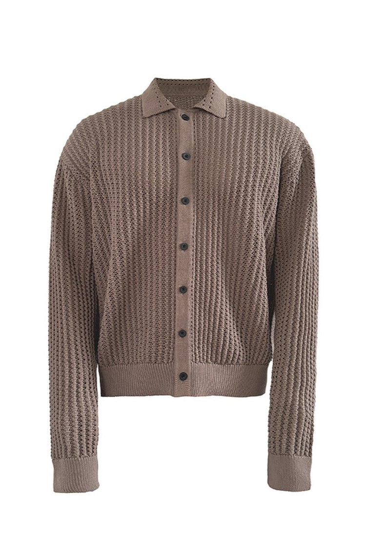 Textured Knit Cotton Cardigan — JCAESAR — view 7