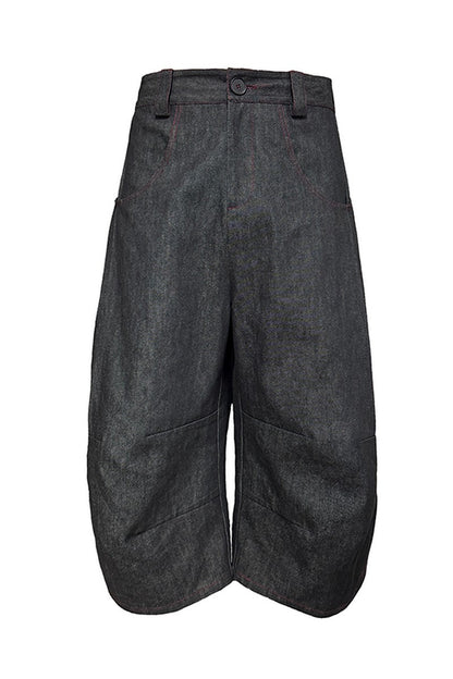 Pleated Raw Denim Jorts