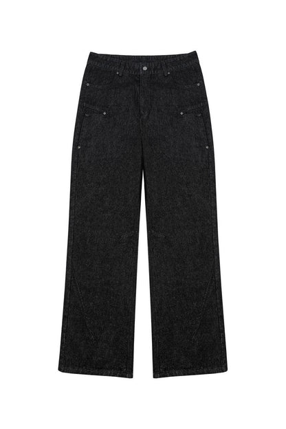 Studded Black Straight Jeans