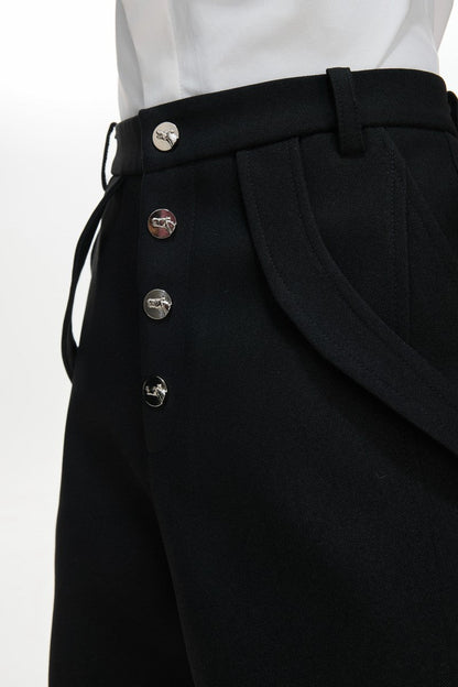 Deconstructed Flare High Waist Pants
