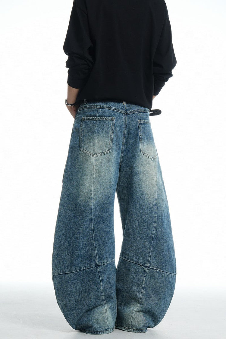 Wrinkled Blue Baggy Jeans — Trenqor Basics — view 2