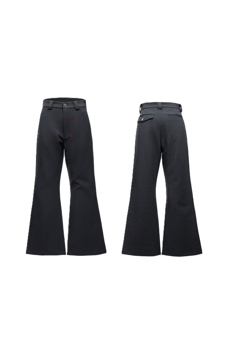 Lipstick Print Pleated Flare Trousers — Argue Culture — view 6