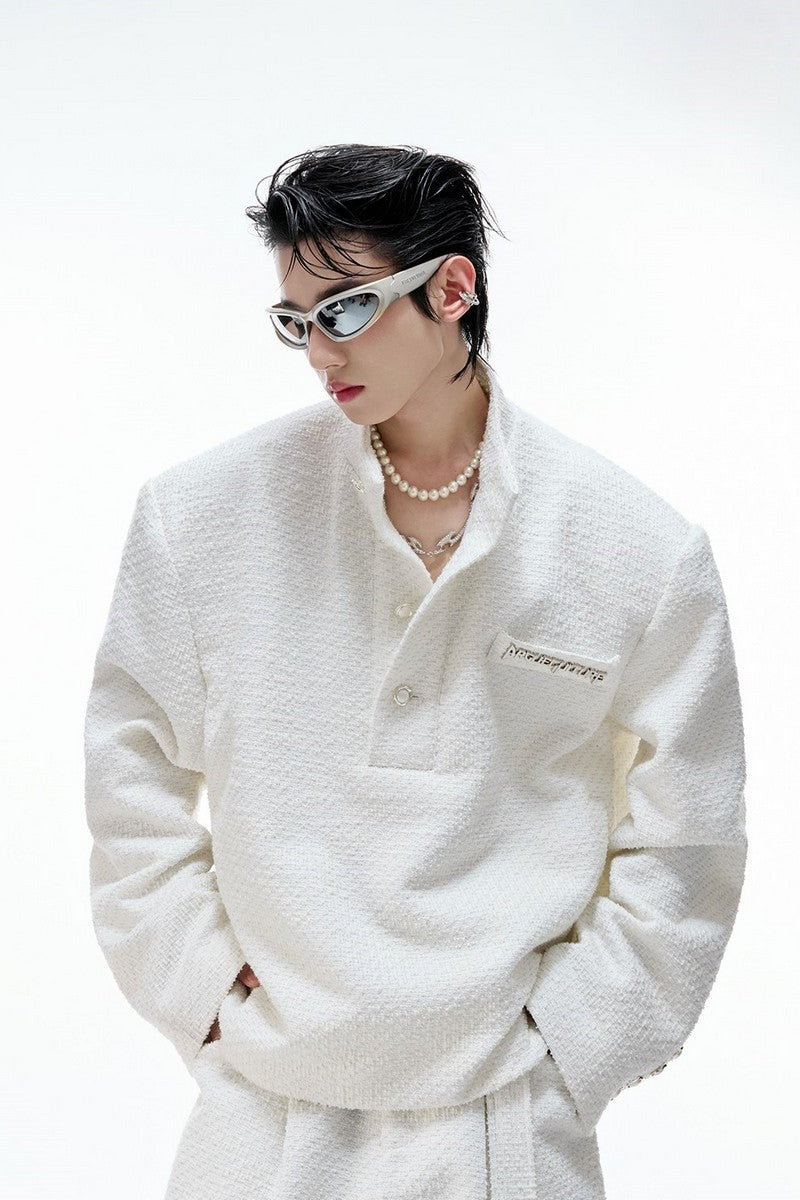 Textured Pearl Button Jacket