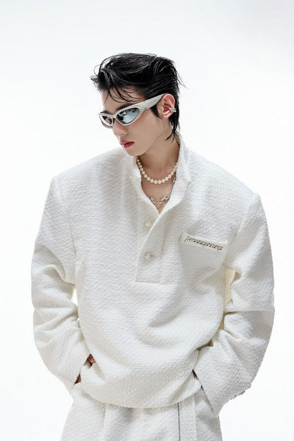 Textured Pearl Button Jacket