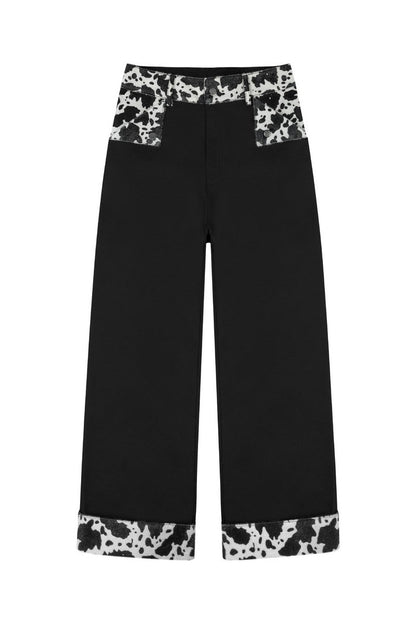 Animal Patchwork Wide Leg Pants