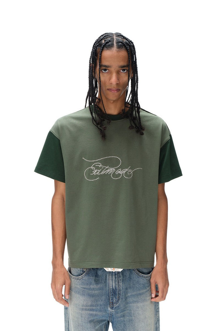 Distressed Script Raglan Tee — Blind/No Plan