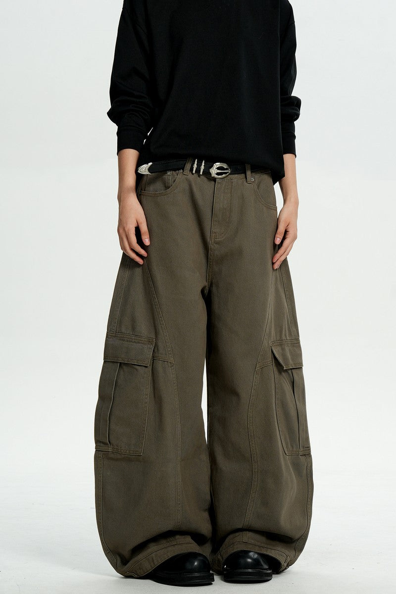 Brown Deconstructed Cargo Pants