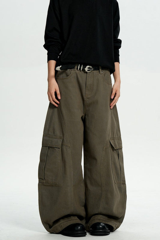 Brown Deconstructed Cargo Pants
