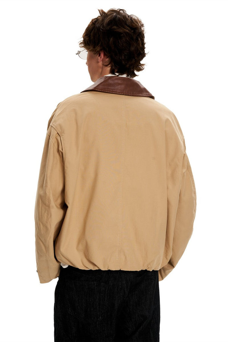 Patchwork Collar Work Jacket — Trenqor Basics — view 3