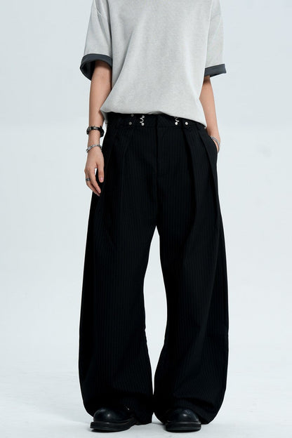 Striped Pleated Dress Pants