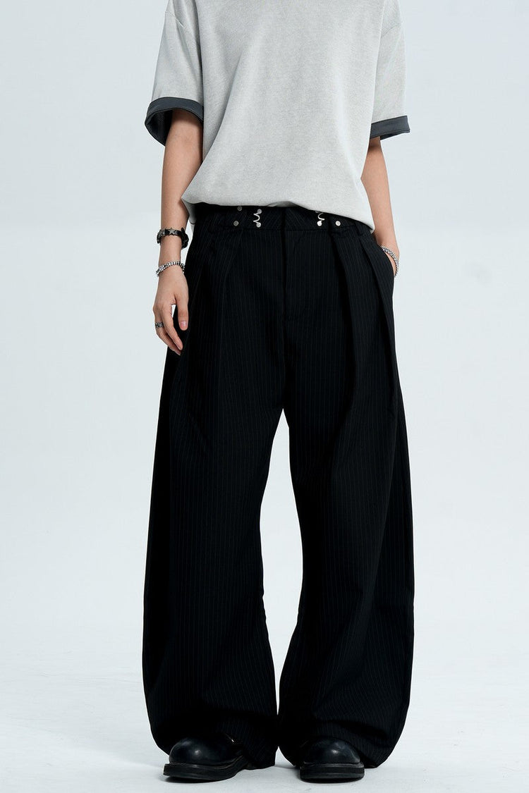 Striped Pleated Dress Pants — Trenqor Basics — view 4