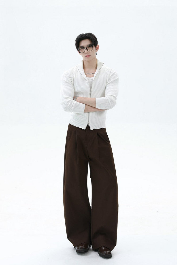 Fitted Ribbed Knit Zip Cardigan — Turntide — view 5