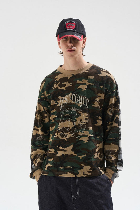 Yin Yang Camo Print Long Sleeve Tee