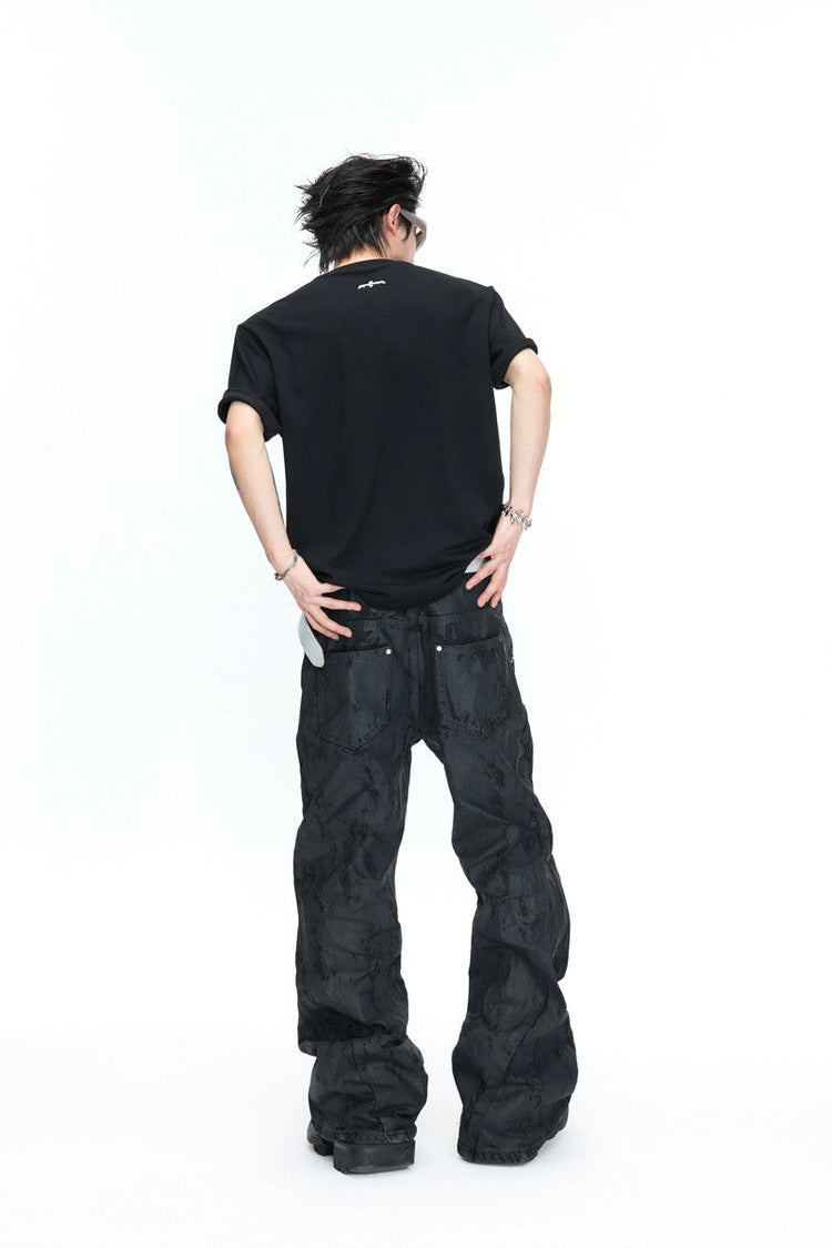 Pleated Studded V-Neck T-Shirt — Argue Culture — view 4